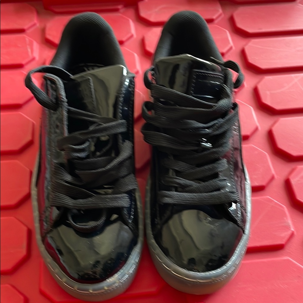 Puma Sneakers Womens 4.5 Black Shoes Basket Patent Ice Fade